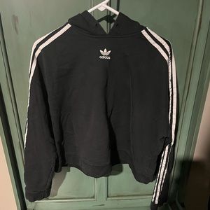 Cropped Black Adidas Hoodie size XL